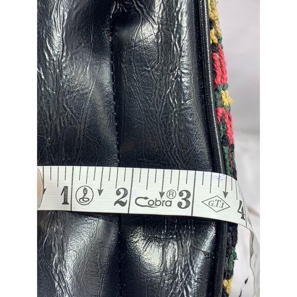 Women's Black Needle-Point Vintage 60's Square Tapestry Carpet Chic Shoulder Bag - Picture 10 of 10